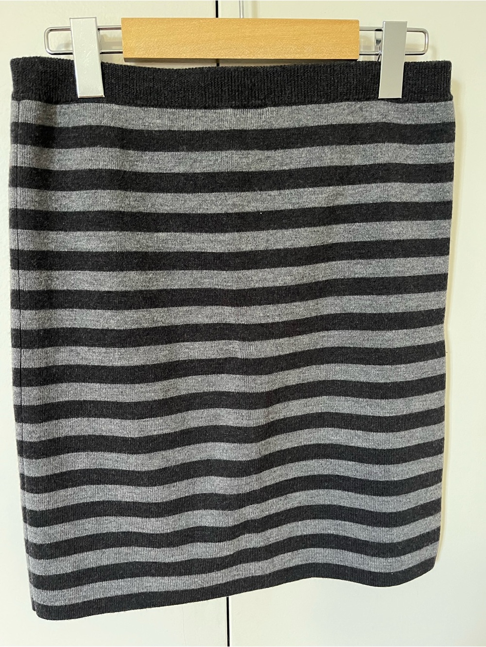 Club Monaco Striped Pencil Skirt in Black and Gray